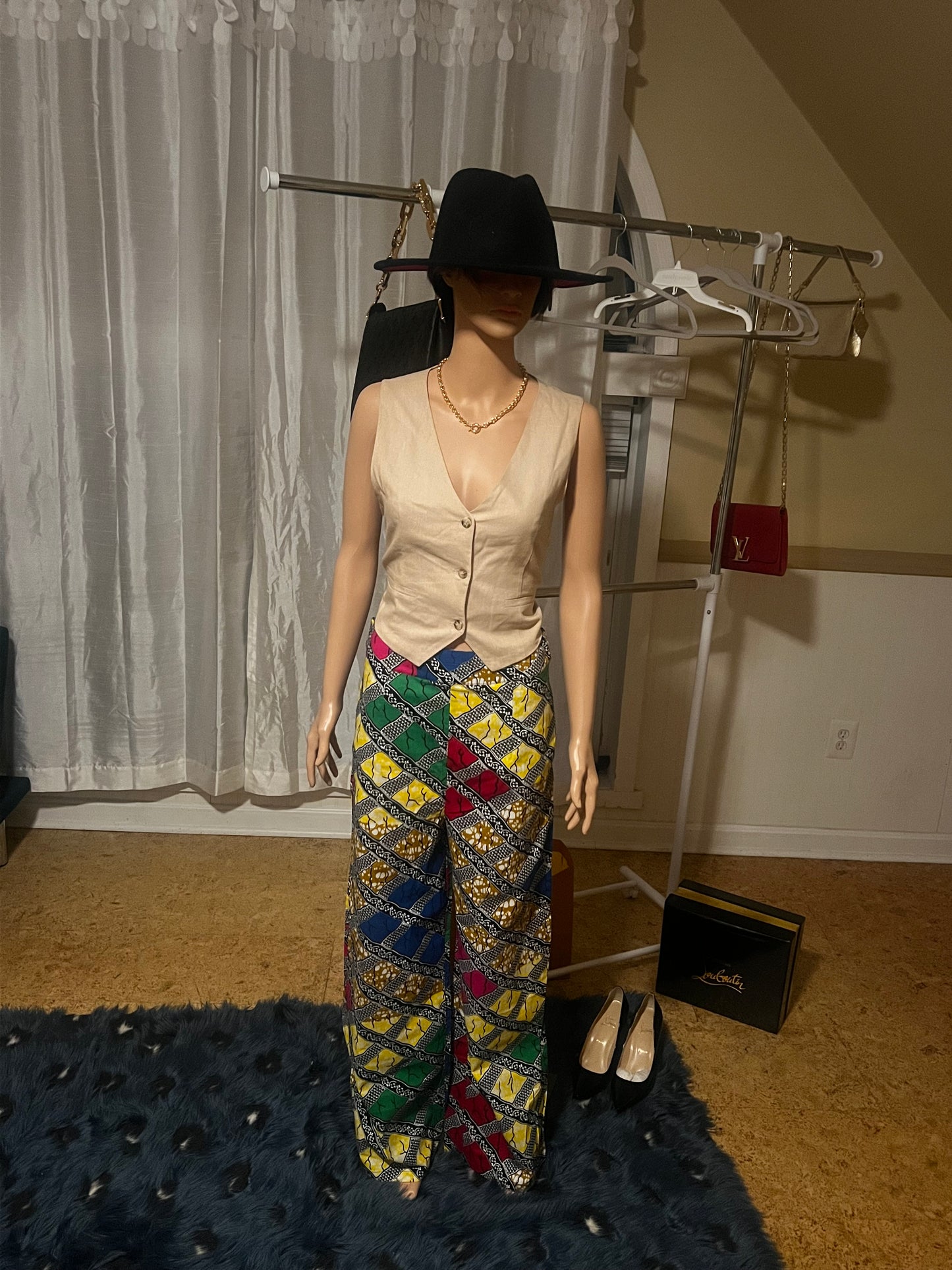 Multicolor Patchwork Ankara Straight-Leg Pants